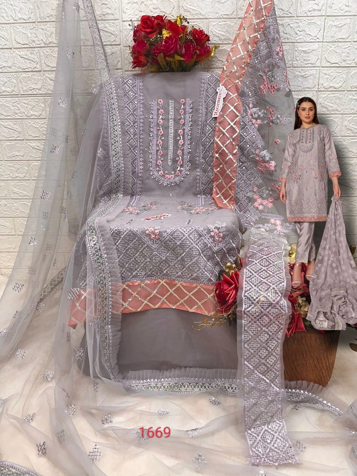 Fepic C 1669 Organza Wholesale Pakistani Salwar Suit Catalog — Wholesale Salwar Suits, MPA wholesale from Surat - Gallery Image 5